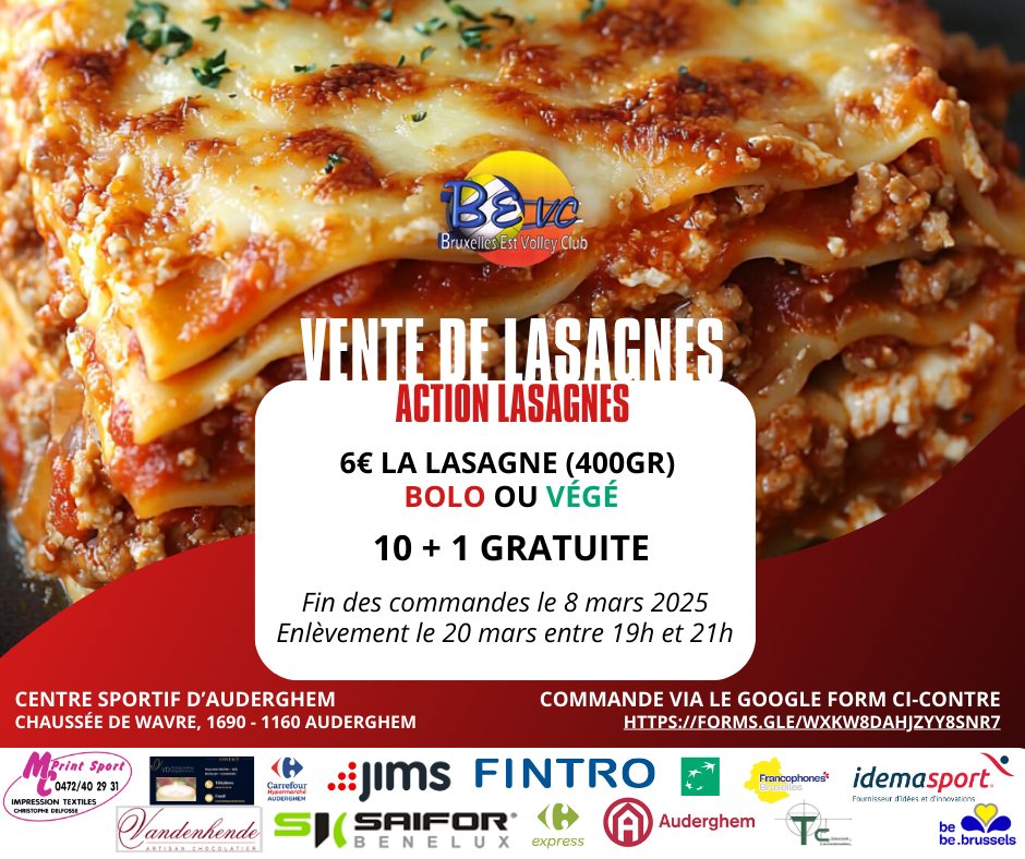 Vente de lasagnes au BEVC